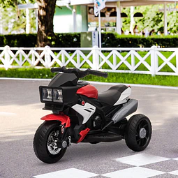 Motocicleta Elétrica Infantil com 3 Rodas para Crianças acima de 3 anos Triciclo com Pedal para Crianças Bateria 6V com Luzes Música Pneus Largos 86x42x52cm Vermelho