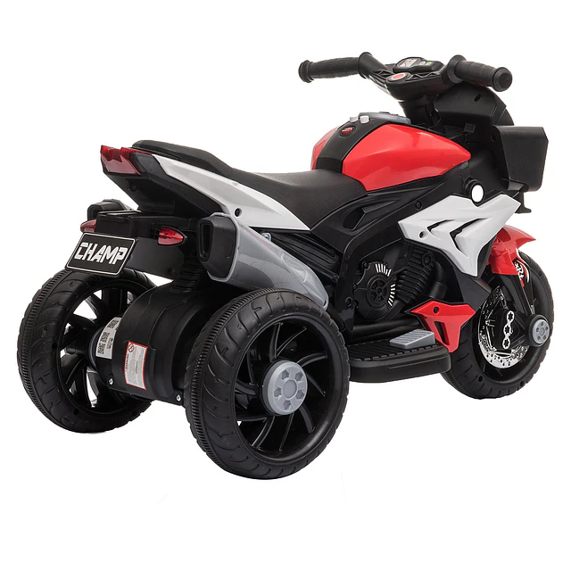 Motocicleta Elétrica Infantil com 3 Rodas para Crianças acima de 3 anos Triciclo com Pedal para Crianças Bateria 6V com Luzes Música Pneus Largos 86x42x52cm Vermelho