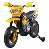 Mota elétrica infantil para crianças acima de 3 anos com bateria recarregável 6v e rodinhas de apoio 102x53x66 cm amarelo