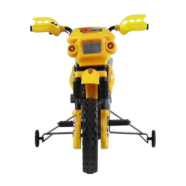Mota elétrica infantil para crianças acima de 3 anos com bateria recarregável 6v e rodinhas de apoio 102x53x66 cm amarelo