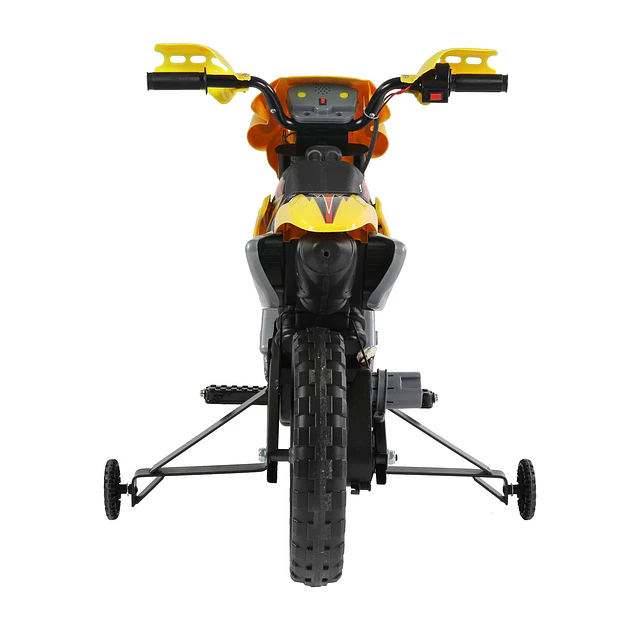 Mota elétrica infantil para crianças acima de 3 anos com bateria recarregável 6v e rodinhas de apoio 102x53x66 cm amarelo