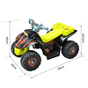 Quadriciclo bateria 6v mota elétrica para crianças acima de 18 meses velocidade 2,5km/h carga máx 20kg sons luzes e carregador incluido 66x43x43 preto e amarelo