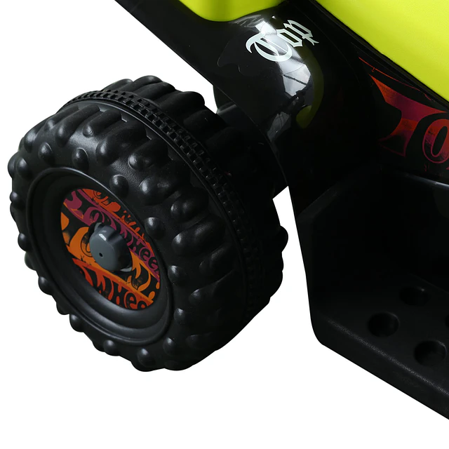 Quadriciclo bateria 6v mota elétrica para crianças acima de 18 meses velocidade 2,5km/h carga máx 20kg sons luzes e carregador incluido 66x43x43 preto e amarelo