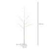 Árvore de bétula 150cm de altura com 210 luzes led em branco quente ramos flexíveis e base para decoração de festas aniversários casamentos 20x20x150cm branco