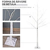 Árvore de bétula 150cm de altura com 210 luzes led em branco quente ramos flexíveis e base para decoração de festas aniversários casamentos 20x20x150cm branco