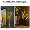 Árvore de bétula 150cm de altura com 210 luzes led em branco quente ramos flexíveis e base para decoração de festas aniversários casamentos 20x20x150cm branco