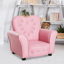 Sofá infantil para crianças em forma de coração com assento apoio para os braços acolchoados encosto alto 59×41,5x49cm rosa