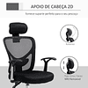 Cadeira de escritório ergonômica cadeira de escritório giratória com altura ajustável função reclinável apoio para a cabeça e suporte lombar 65x67x108-118cm preto