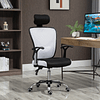 Cadeira de escritório ergonômica cadeira de escritório giratória com altura ajustável função reclinável apoio para a cabeça e suporte lombar 65x67x108-118cm branco