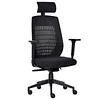 Cadeira de escritório giratória reclinável com altura ajustável apoio para a cabeça apoio para os braços reguláveis e suporte lombar 67x64x118-126cm preto