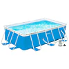 Piscina desmontável tubular 340x215x80cm piscina retangular de exterior com purificador 4.000l/h mangueiras de comprimento 100cm e estrutura de aço azul