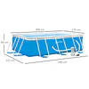 Piscina desmontável tubular 340x215x80cm piscina retangular de exterior com purificador 4.000l/h mangueiras de comprimento 100cm e estrutura de aço azul
