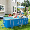 Piscina desmontável tubular 440x240x122cm piscina retangular de exterior com purificador 4.000l/h mangueiras de comprimento 100cm e estrutura de aço azul