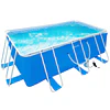 Piscina desmontável tubular 440x240x122cm piscina retangular de exterior com purificador 4.000l/h mangueiras de comprimento 100cm e estrutura de aço azul