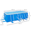 Piscina desmontável tubular 440x240x122cm piscina retangular de exterior com purificador 4.000l/h mangueiras de comprimento 100cm e estrutura de aço azul