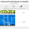 Piscina desmontável tubular 440x240x122cm piscina retangular de exterior com purificador 4.000l/h mangueiras de comprimento 100cm e estrutura de aço azul