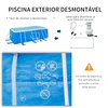Piscina desmontável tubular 440x240x122cm piscina retangular de exterior com purificador 4.000l/h mangueiras de comprimento 100cm e estrutura de aço azul