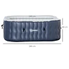 Spa insuflável quadrado para 4-6 pessoas 930l jacuzzi insuflável 180x180x68cm com 108 jatos de massagem aquecimento controlo remoto filtro e tapete para exterior azul