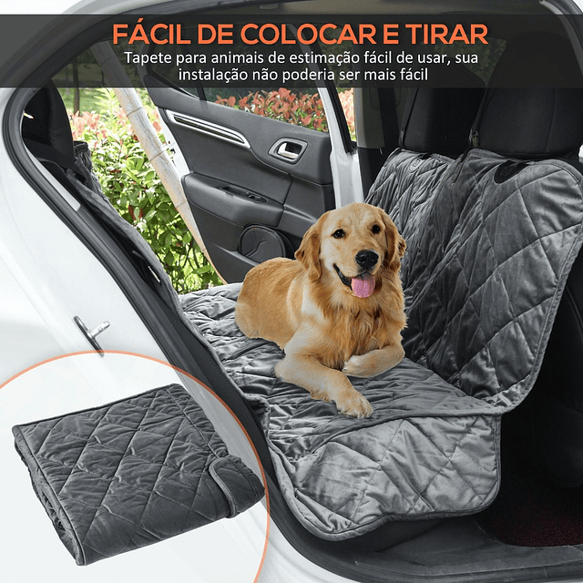 Coberta protetora para animais de estimação antiderrapante e aberturas para cinto de segurança fácil de instalar e limpar para carro 160x145cm cinza