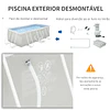Piscina desmontável tubular 440x240x122cm piscina retangular de exterior com purificador 4.000l/h mangueiras de comprimento 100cm e estrutura de aço cinza