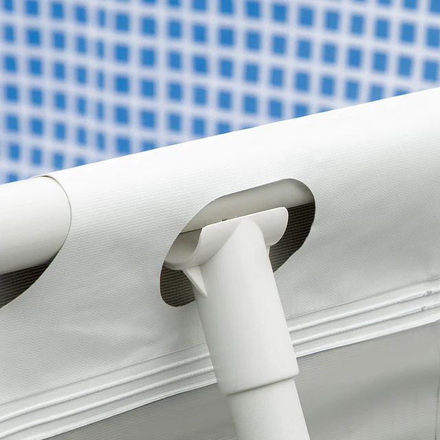 Piscina desmontável tubular 440x240x122cm piscina retangular de exterior com purificador 4.000l/h mangueiras de comprimento 100cm e estrutura de aço cinza