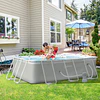 Piscina desmontável tubular 340x215x80cm piscina retangular de exterior com purificador 4.000l/h mangueiras de comprimento 100cm e estrutura de aço cinza