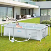 Piscina desmontável tubular 252x152x65cm com depuradora de cartucho piscina retangular de exterior para adultos e crianças 3600l cinza