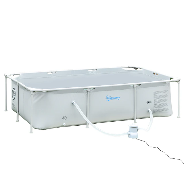 Piscina desmontável tubular 252x152x65cm com depuradora de cartucho piscina retangular de exterior para adultos e crianças 3600l cinza