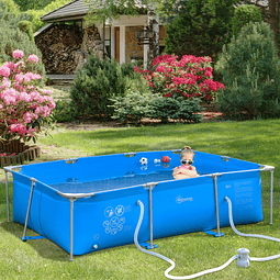 Piscina desmontável tubular 252x152x65cm com depuradora de cartucho piscina retangular de exterior para adultos e crianças 3600l azul