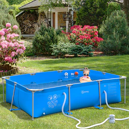 Piscina desmontável tubular 252x152x65cm com depuradora de cartucho piscina retangular de exterior para adultos e crianças 3600l azul