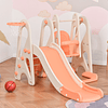 Baloiço e escorrega para crianças acima de 18 meses cesta de basquetebol 3 em 1 com assento ajustável parque infantil interior e exterior 158x117x97cm coral