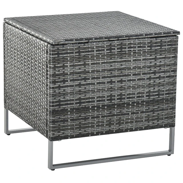 Conjunto de 4 móveis de vime para jardim com 2 sofás duplos mesa central mesa de baú e almofadas removíveis 132x69x64 cm cinza