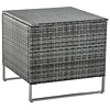 Conjunto de 4 móveis de vime para jardim com 2 sofás duplos mesa central mesa de baú e almofadas removíveis 132x69x64 cm cinza