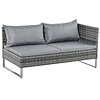 Conjunto de 4 móveis de vime para jardim com 2 sofás duplos mesa central mesa de baú e almofadas removíveis 132x69x64 cm cinza