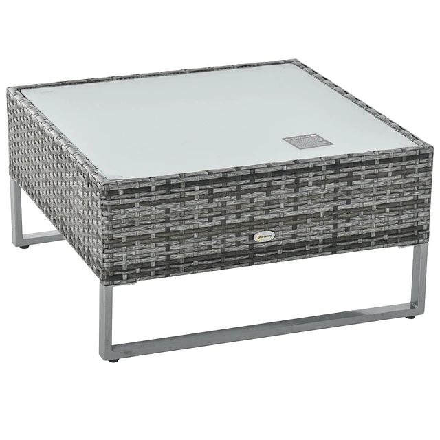 Conjunto de 4 móveis de vime para jardim com 2 sofás duplos mesa central mesa de baú e almofadas removíveis 132x69x64 cm cinza