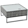 Conjunto de 4 móveis de vime para jardim com 2 sofás duplos mesa central mesa de baú e almofadas removíveis 132x69x64 cm cinza