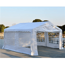 Tenda para festas 400x400x280cm para exterior campismo casamentos com 4 janelas e 2 portas branco