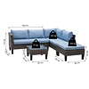 Conjunto de vime ao ar livre com almofadas inclui sofás mesa de café e pufe