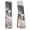 Espelho de pé de corpo inteiro retangular espelho de parede com 2 formas de uso estrutura de madeira de pinho para dormitórios sala de estar corredor 37x43x156cm nogueira