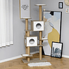 Árvore arranhador de escalada para gatos altura de 177 cm com plataformas cavernas almofada macia brinquedo de suspensão postes de juta branco e cinza claro