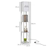 Candeeiro de Pé de Madeira com 3 Prateleiras De Armazenamento para Lâmpada E27 Potência Máx. 40W Candeeiro Moderno para Sala de Estar Dormitório 26x26x160cm Branco