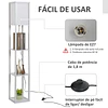 Candeeiro de Pé de Madeira com 3 Prateleiras De Armazenamento para Lâmpada E27 Potência Máx. 40W Candeeiro Moderno para Sala de Estar Dormitório 26x26x160cm Branco