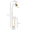 Candeeiro de Pé Vintage com Mesa Auxiliar Suporte para Lâmpada E27 Máx. 40W e Interruptor de Pé para Sala de Estar Dormitório Estúdio 30x44x177cm Dourado