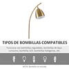 Candeeiro de Pé Vintage com Mesa Auxiliar Suporte para Lâmpada E27 Máx. 40W e Interruptor de Pé para Sala de Estar Dormitório Estúdio 30x44x177cm Dourado