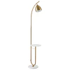 Candeeiro de Pé Vintage com Mesa Auxiliar Suporte para Lâmpada E27 Máx. 40W e Interruptor de Pé para Sala de Estar Dormitório Estúdio 30x44x177cm Dourado