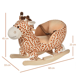 Cavalo de balanço desenho girafa para bebê acima de 18 meses 60x33x45cm