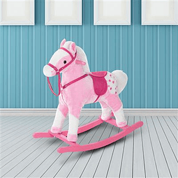Cavalo de balanço bebê para crianças +3 anos com sons 74x28x65 cm rosa