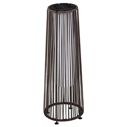 Candeeiro de Pé de Vime de Energia Solar com LED 1,5 W Interruptor de Controle Automático de Luz Decoração Exterior Ø21,5x61cm Marrom