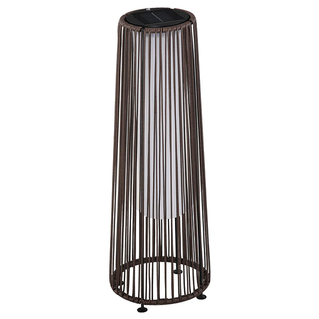 Candeeiro de Pé de Vime de Energia Solar com LED 1,5 W Interruptor de Controle Automático de Luz Decoração Exterior Ø21,5x61cm Marrom