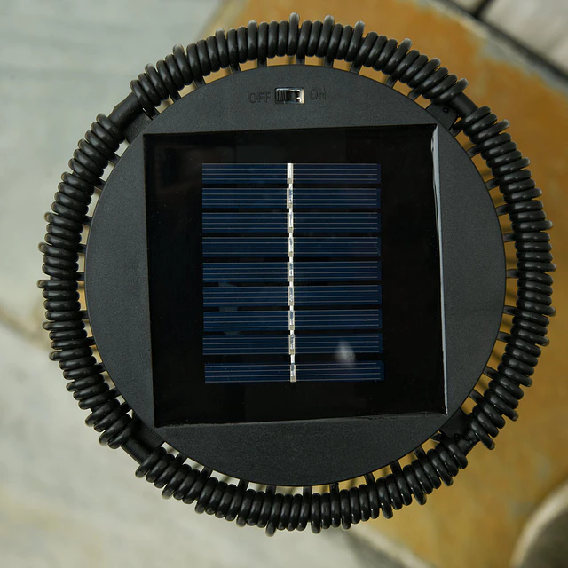 Candeeiro de chão de vime alimentado a energia solar com led 1,5 w interruptor de controle automático de luz decoração exterior ø21,5×61 cm preto
